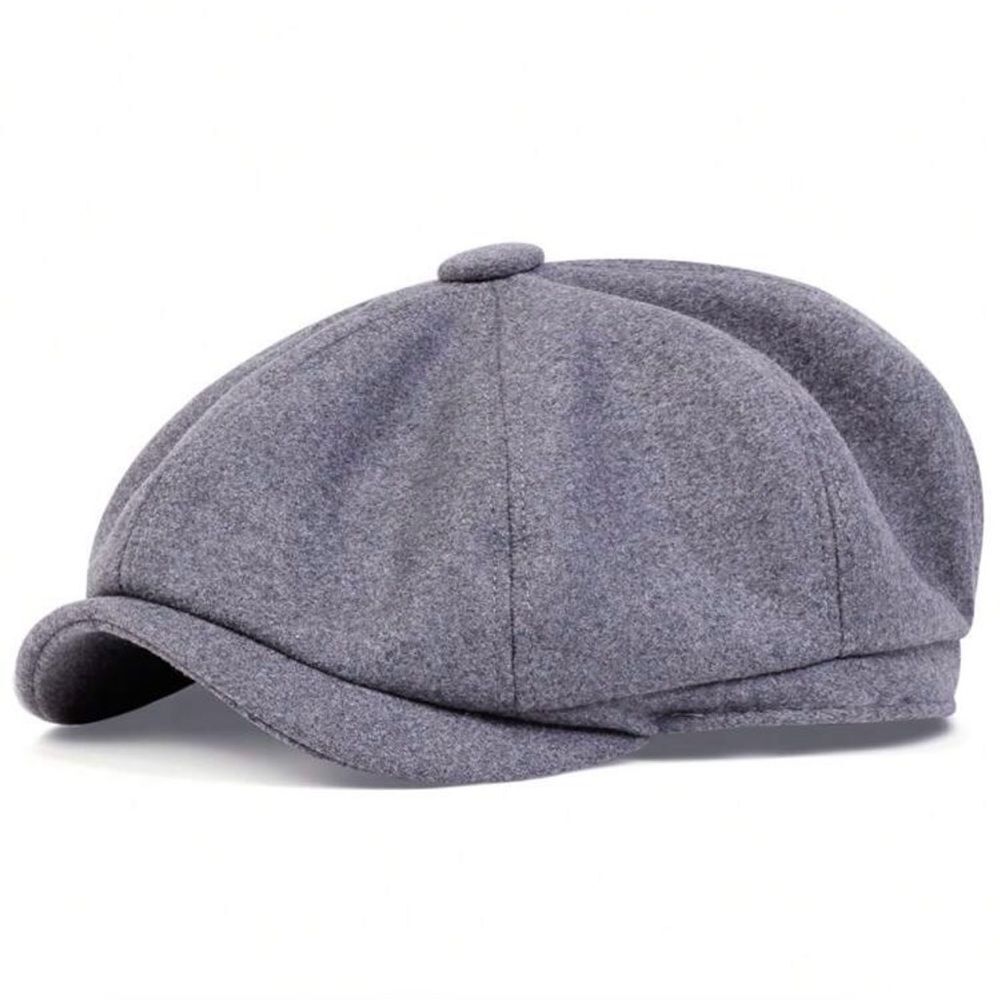 Classic Dark Grey Wool Newsboy Cap
